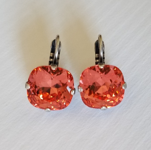 Austrian Crystal Earrings in Antique Silver - Picture 4 of 7